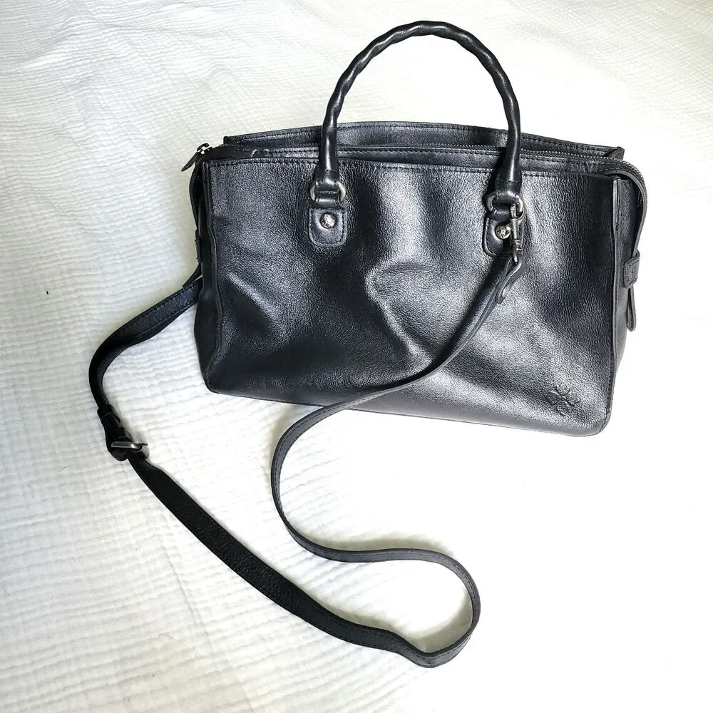 Patricia Nash Black Leather Crossbody Bag Purse Shoulder Designer Handbag - Picture 1 of 11